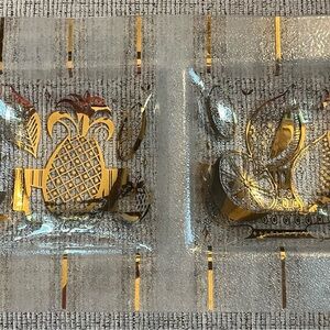 Elegant Vintage Gold and Glass Serveware Tray